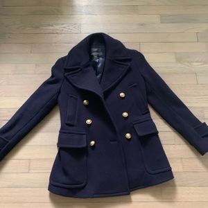 Navy JCREW Nello Gori Stadium Pea Coat - Size 00